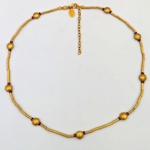 Signed Philip Bloch Gold Tone Beaded Necklace, Signed